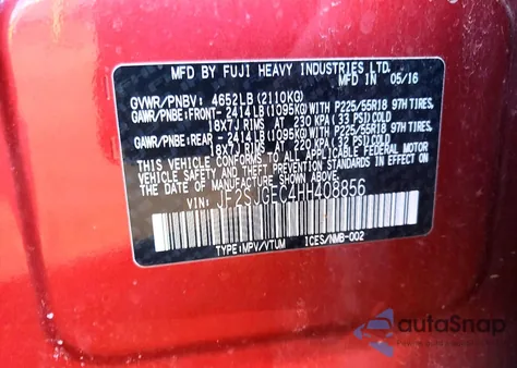 2017 Subaru Forester 2.0Xt Premium z USA, uszkodzony, nr VIN JF2SJGEC4HH408856